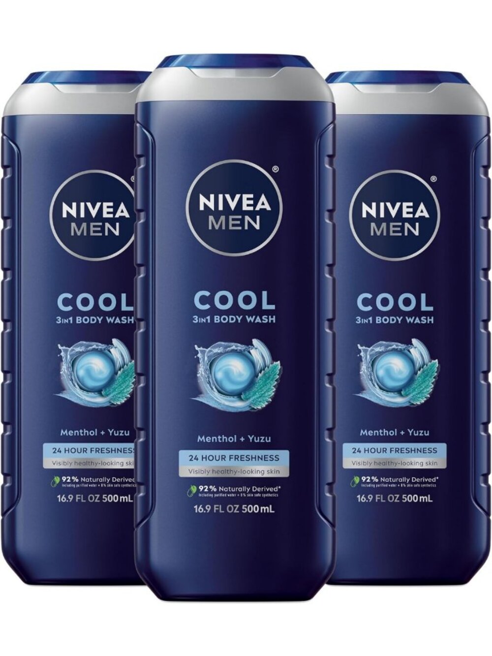 Cooling 3-in-1 Body Wash for Men with Menthol, Multipack, Refreshing Clean, 3 x